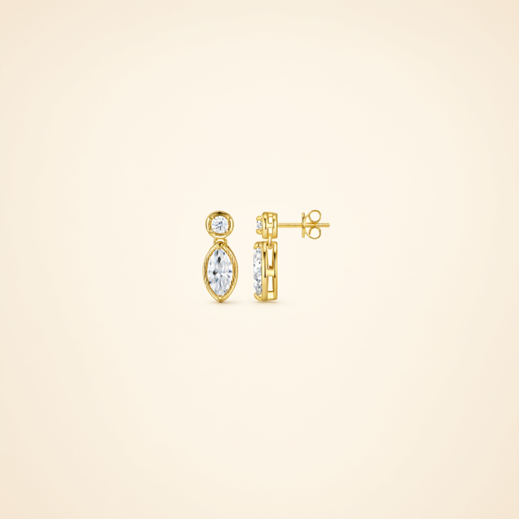 Marquise Moissanite Earrings (5x10mm) – Gold Tone