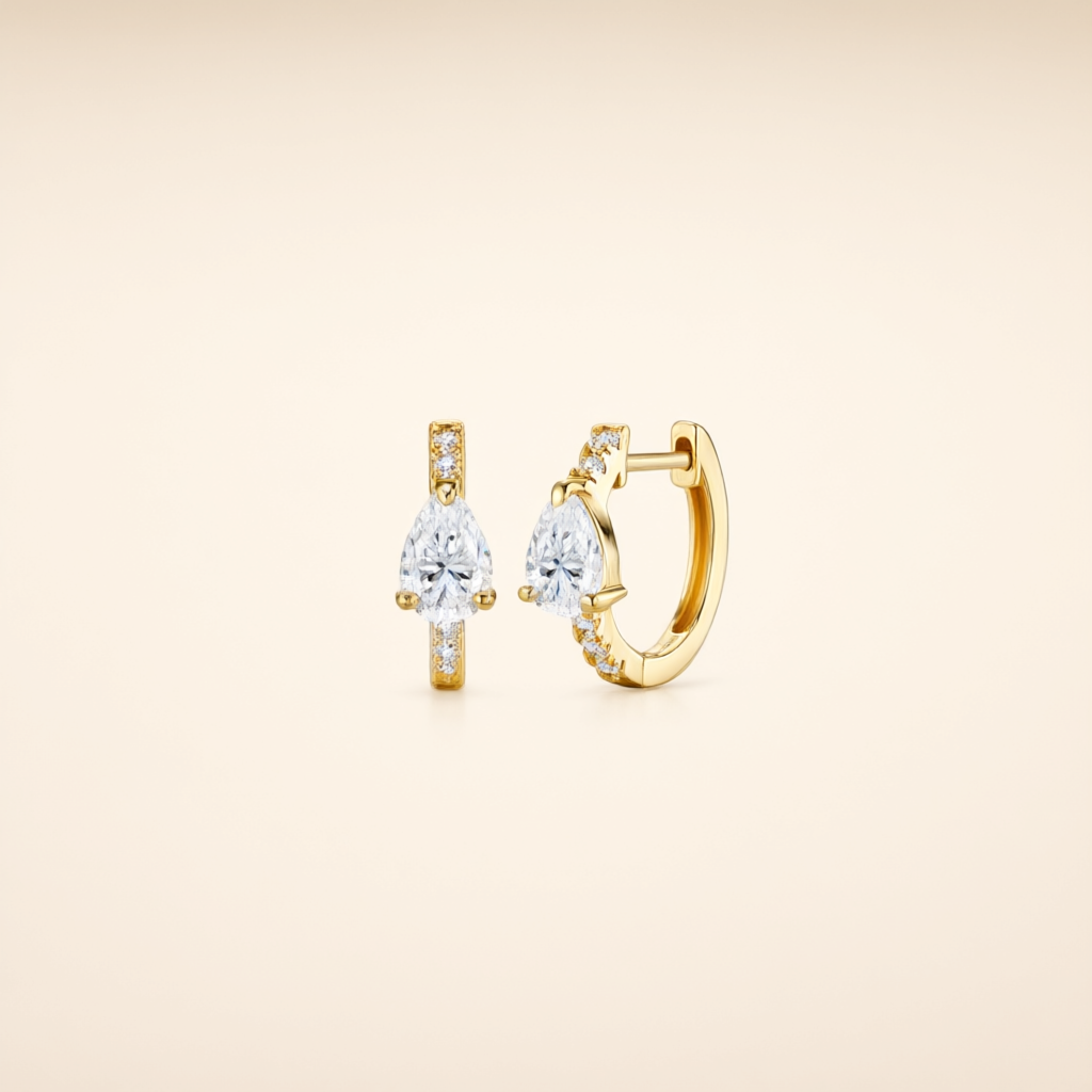 Pear-Shaped Moissanite Earrings (5x7mm) – Gold Tone