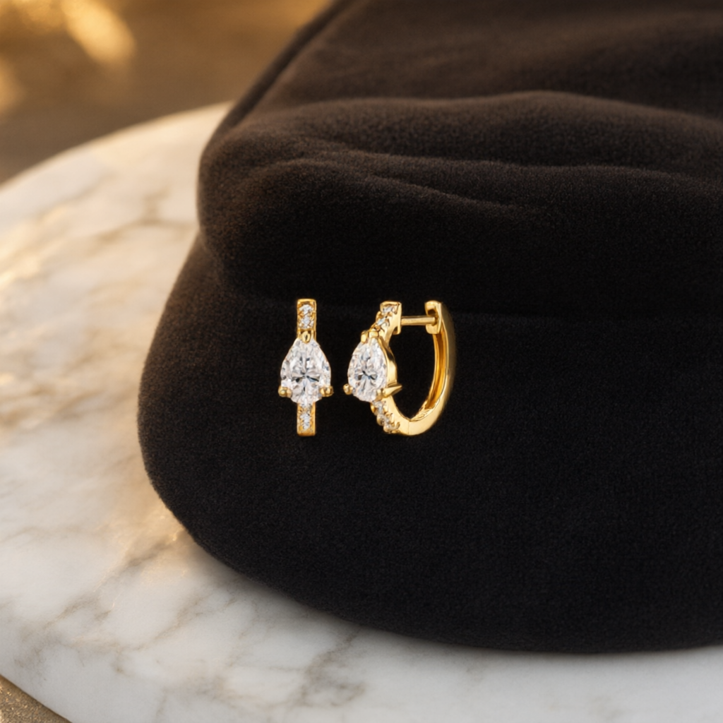Pear-Shaped Moissanite Earrings (5x7mm) – Gold Tone