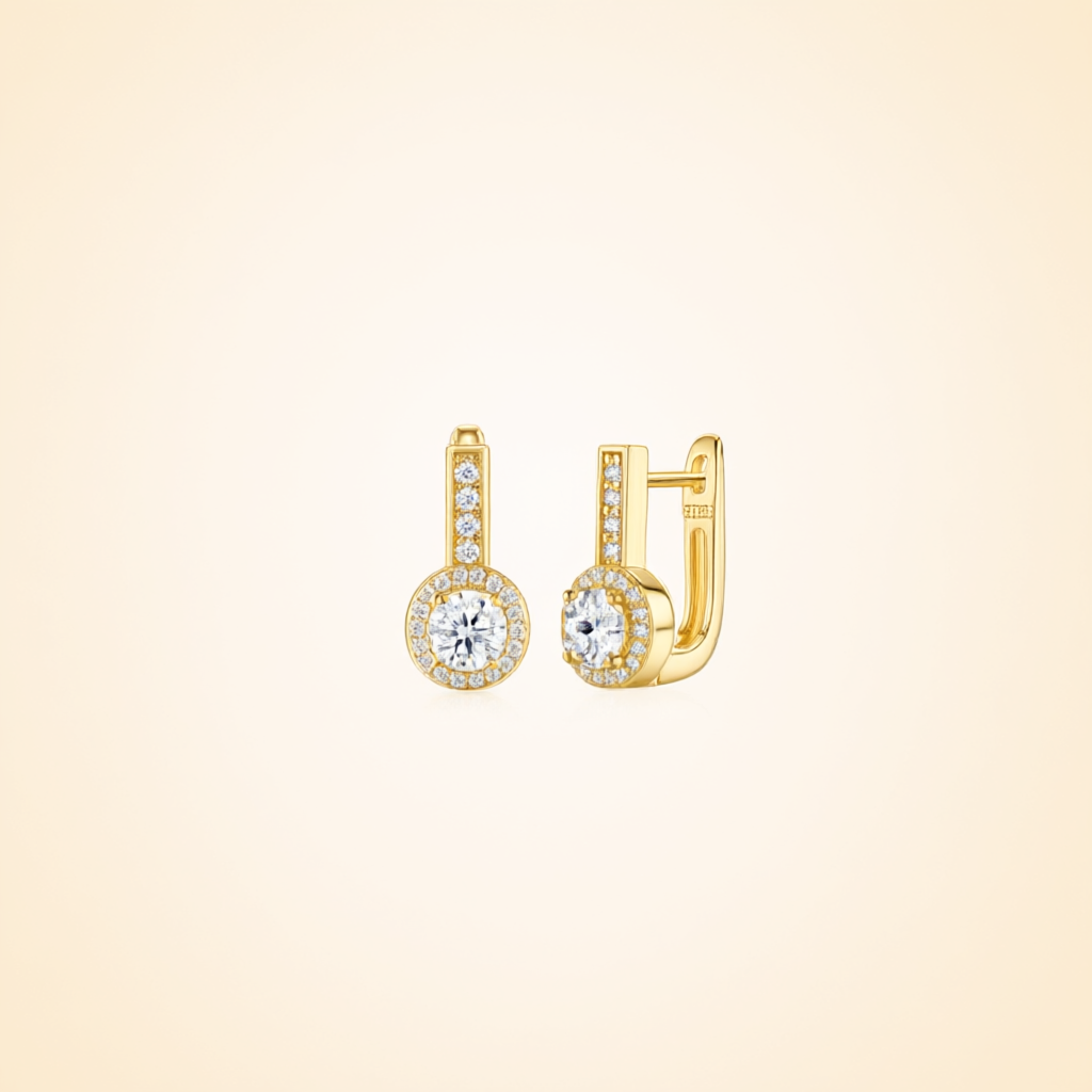 Round Moissanite Earrings (5mm) – Gold Tone