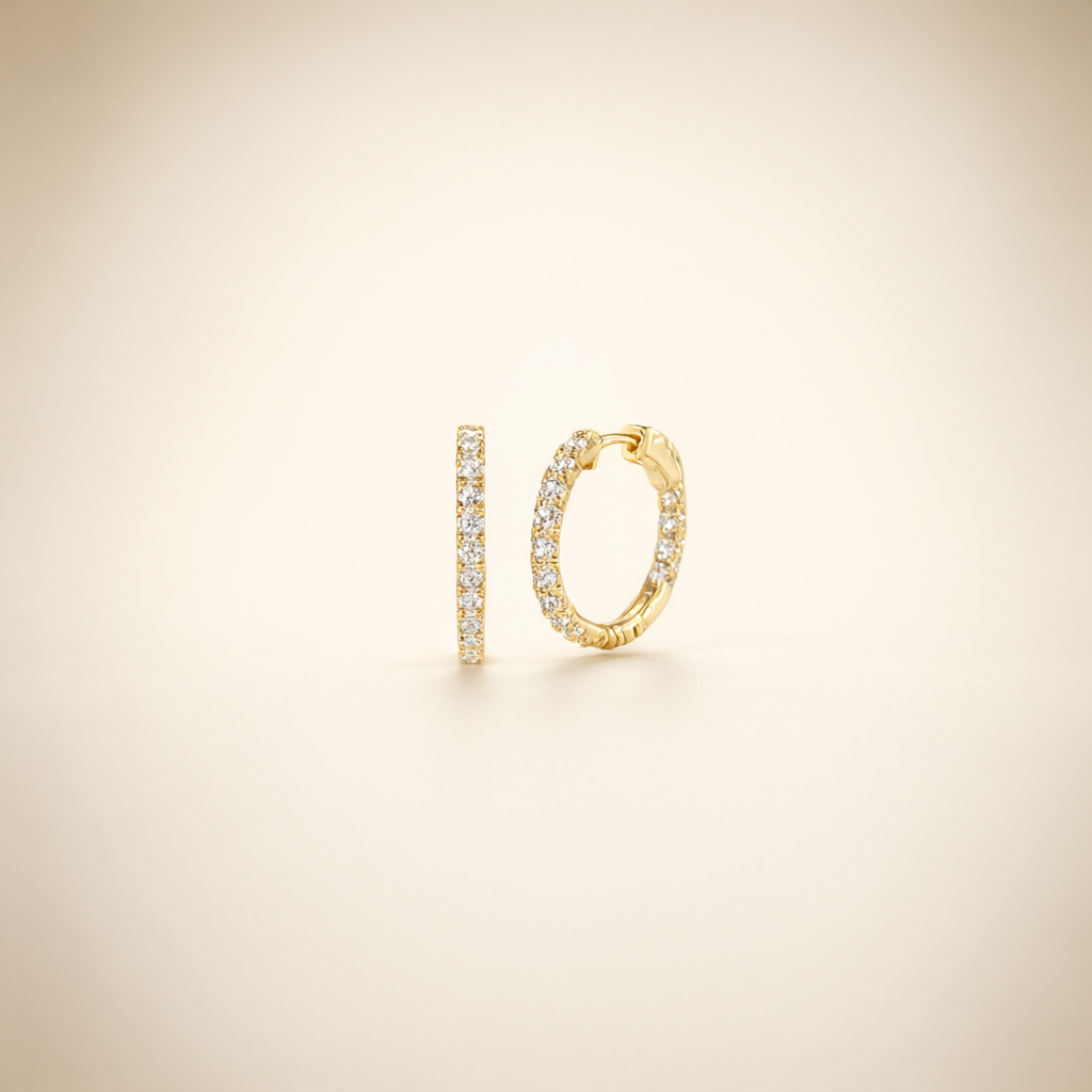 Moissanite Earrings – Gold Tone