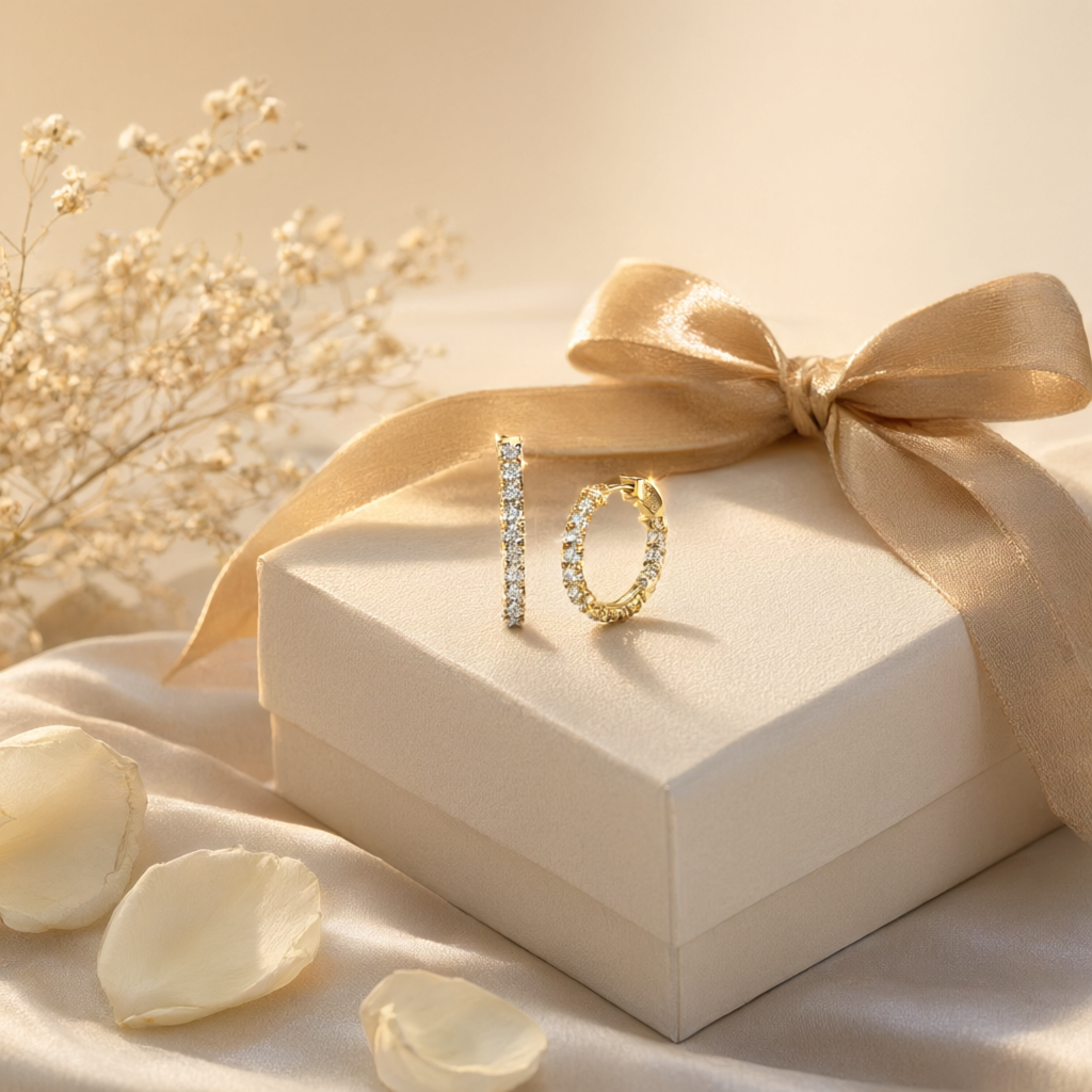 Moissanite Earrings – Gold Tone