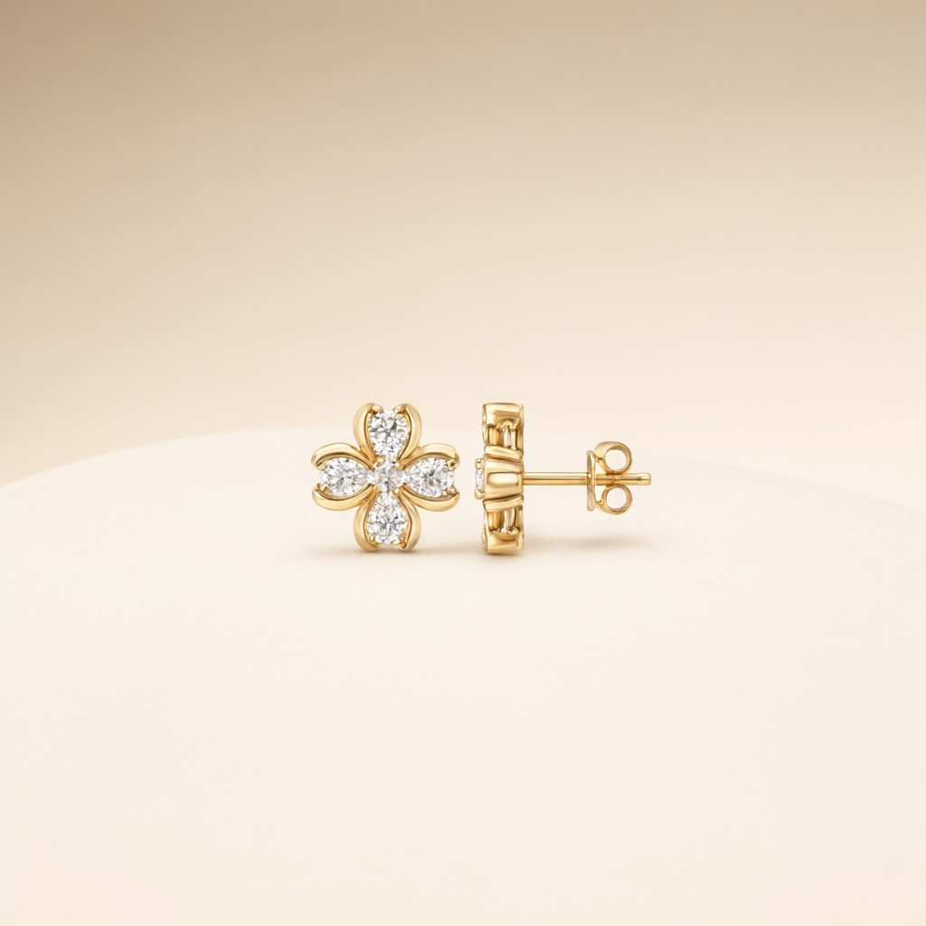 Moissanite Earrings – Gold Tone