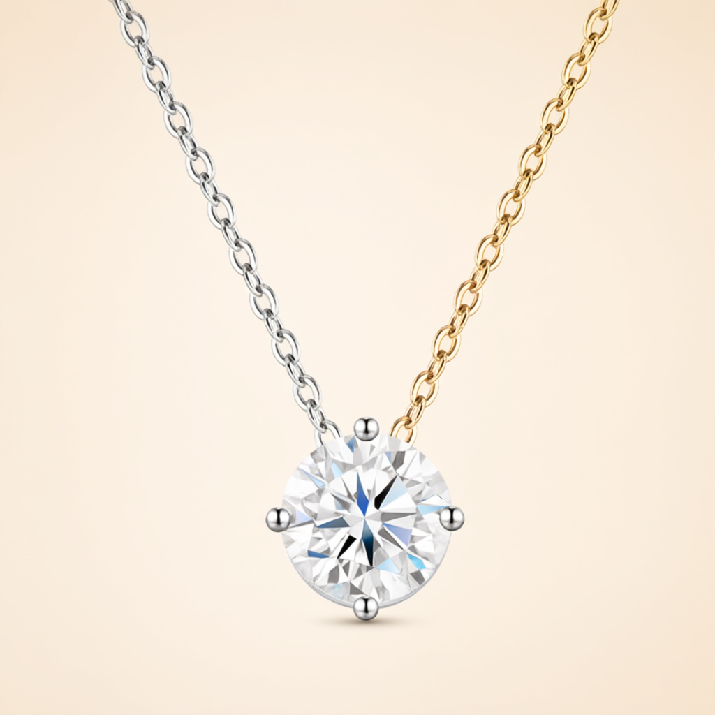 Moissanite Necklace (0.5ct) - Silver Tone