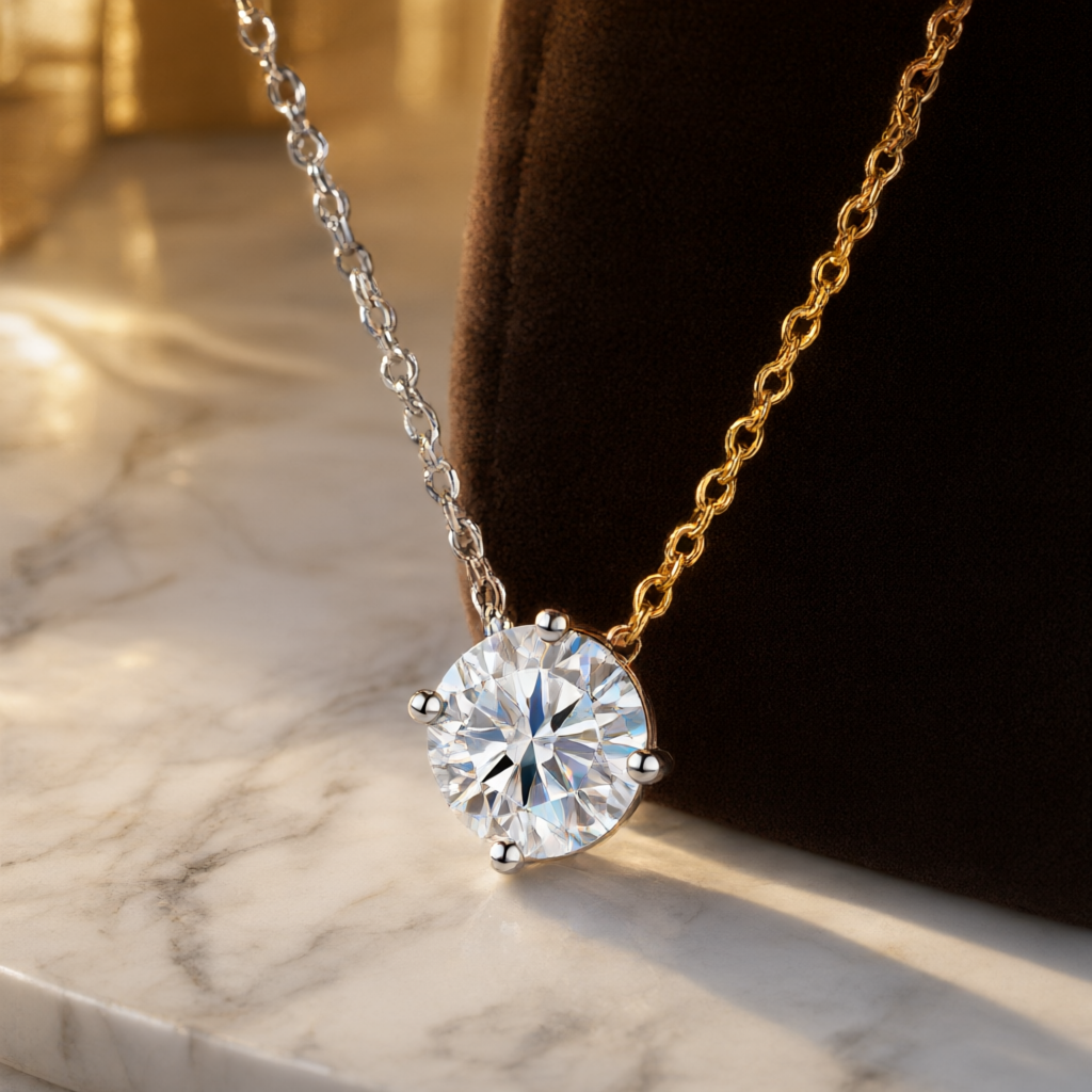 Moissanite Necklace (0.5ct) - Silver Tone