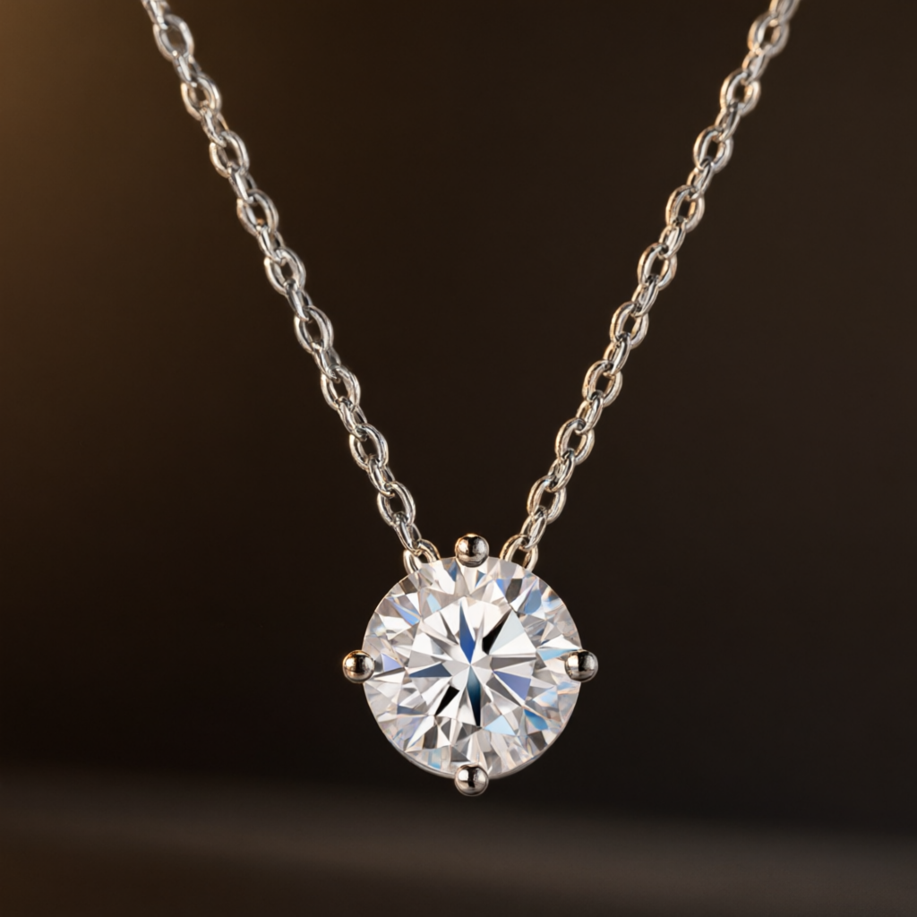 Moissanite Necklace (0.5ct) - Silver Tone