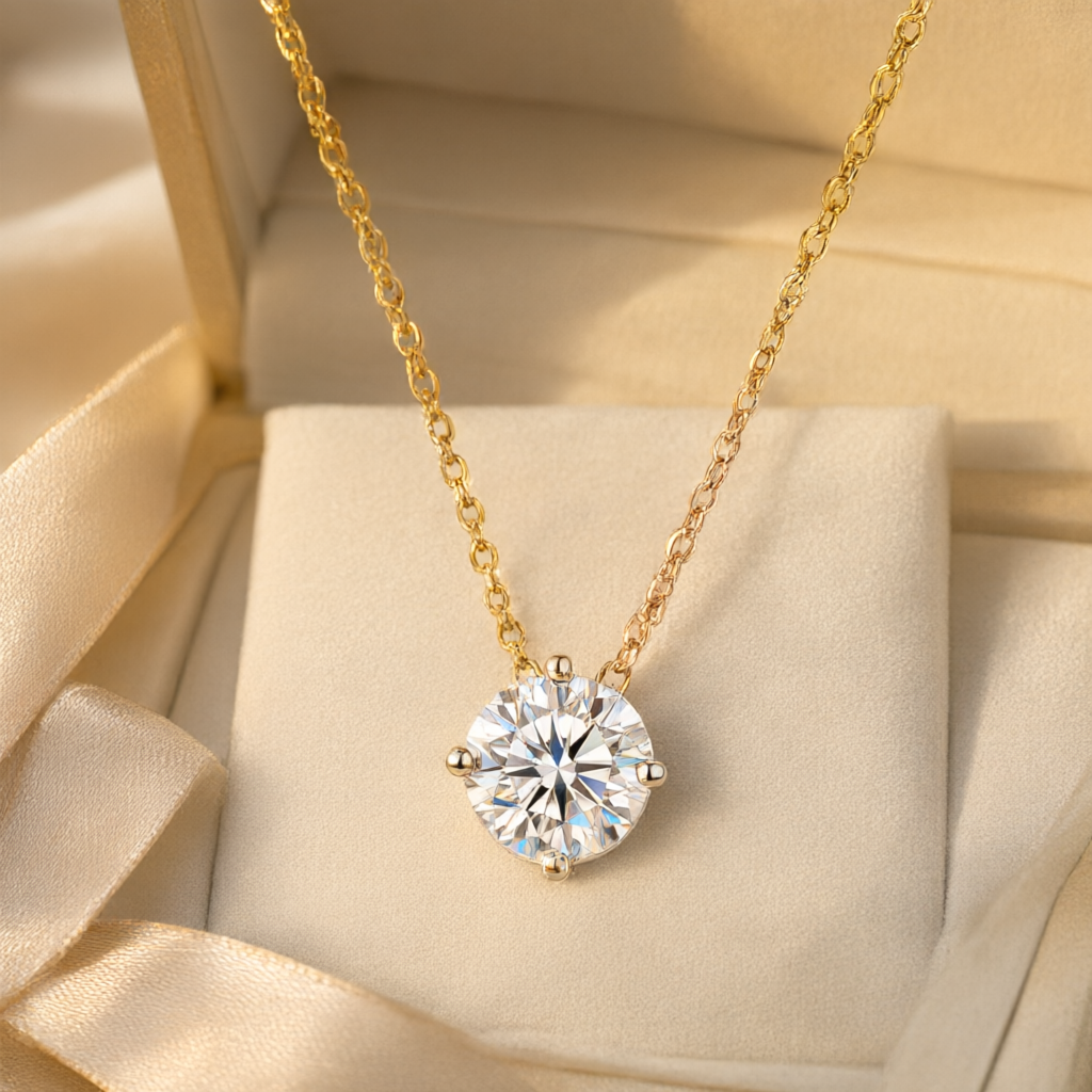 Moissanite Necklace (0.5ct) - Silver Tone