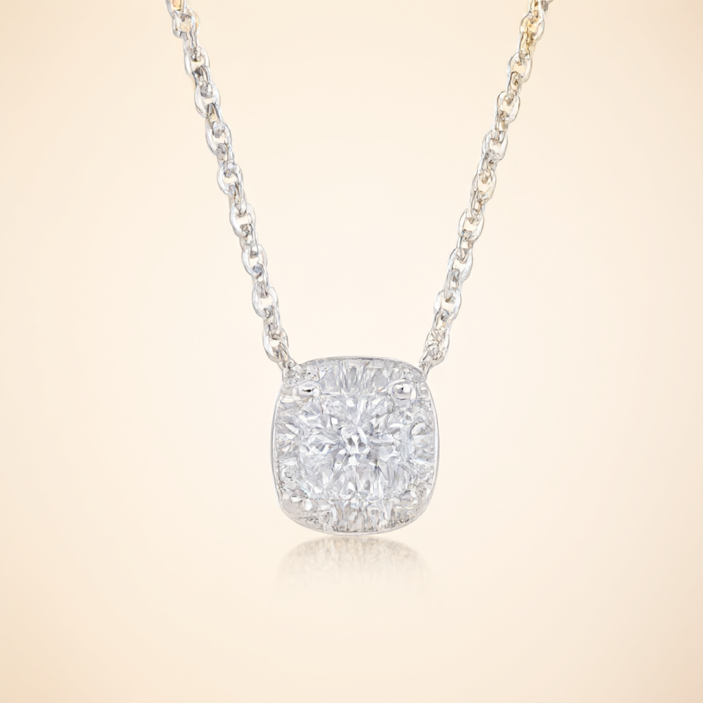 Moissanite Necklace - Silver Tone
