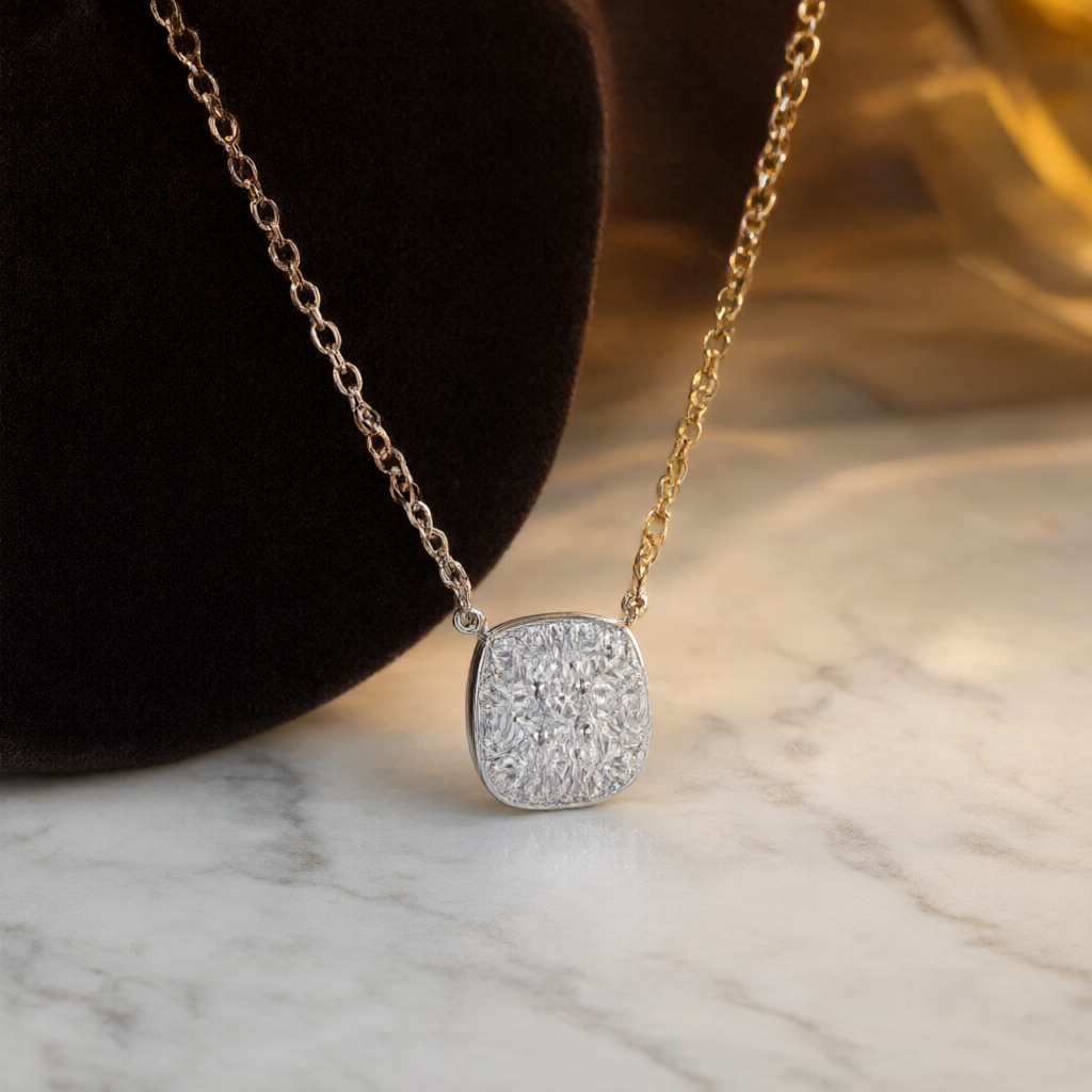 Moissanite Necklace - Silver Tone