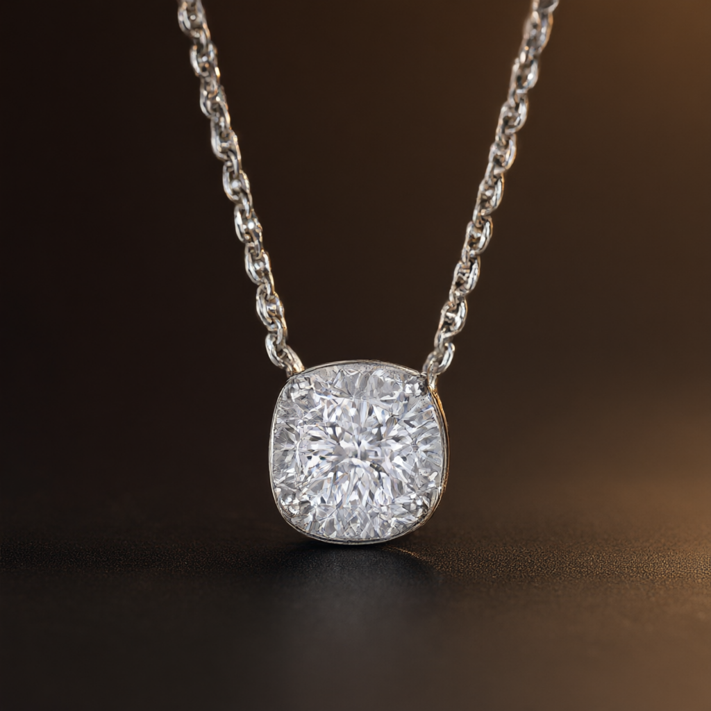 Moissanite Necklace - Silver Tone