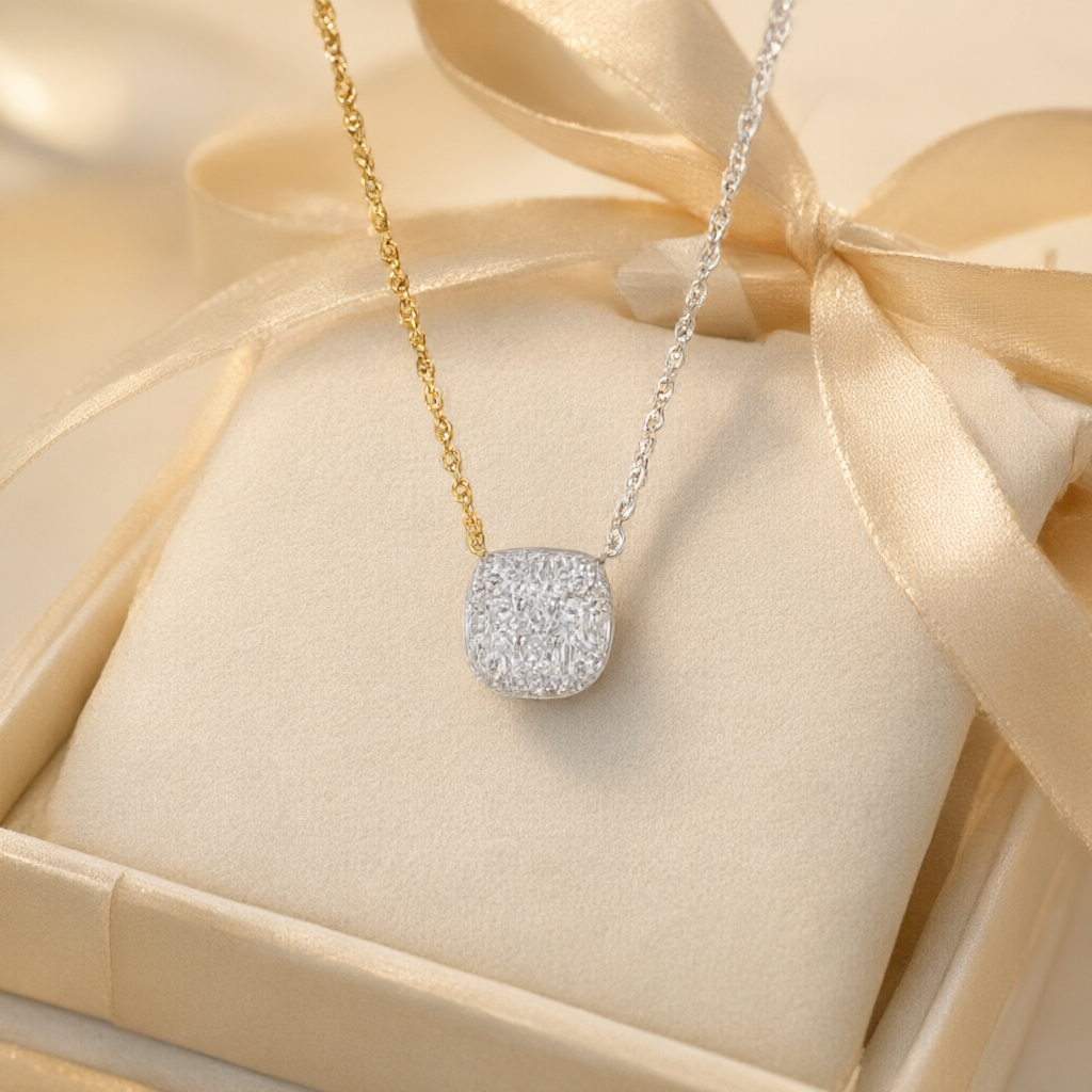 Moissanite Necklace - Silver Tone