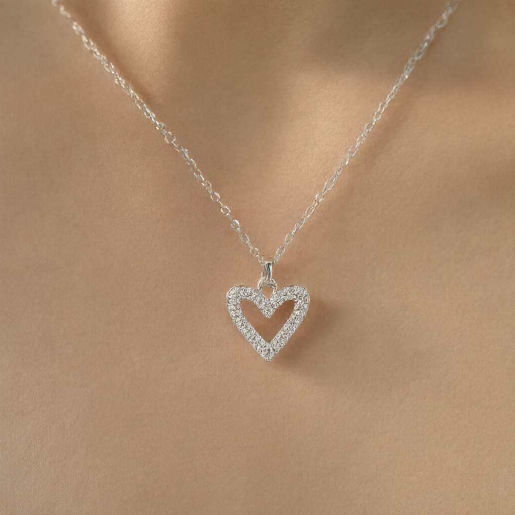 Moissanite Necklace - Silver Tone