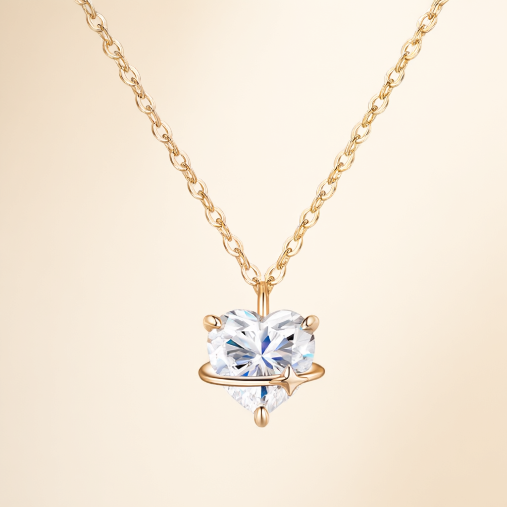 Heart-Shaped (8mm) Moissanite Necklace - Silver Tone