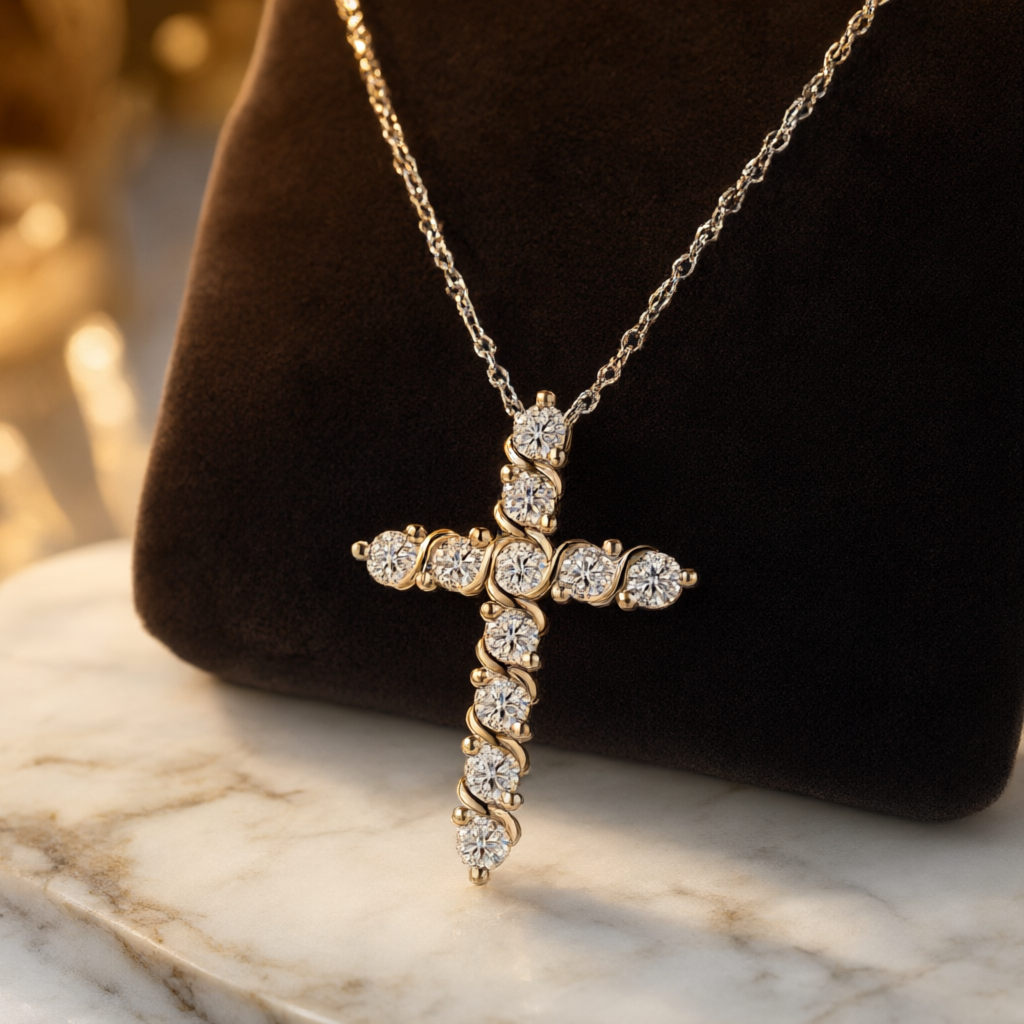 Moissanite Necklace - Silver Tone