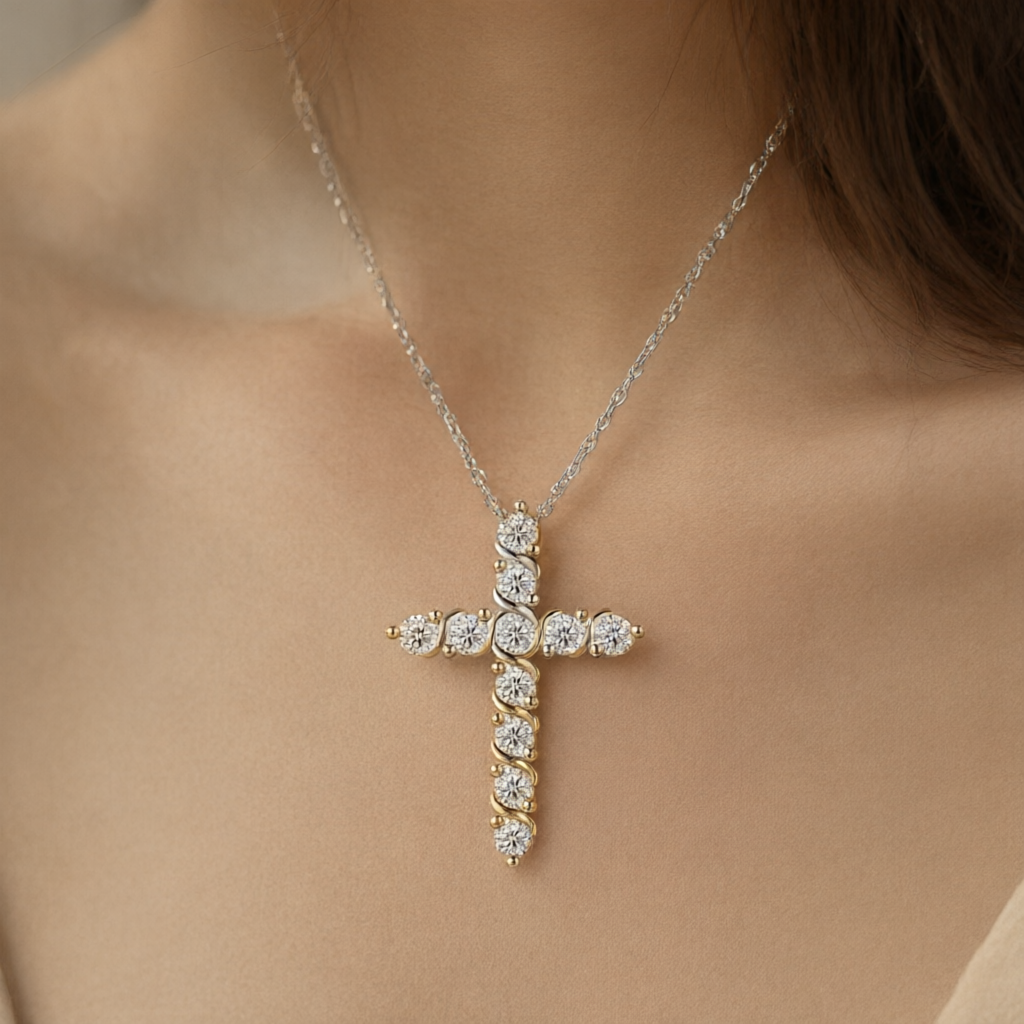 Moissanite Necklace - Silver Tone