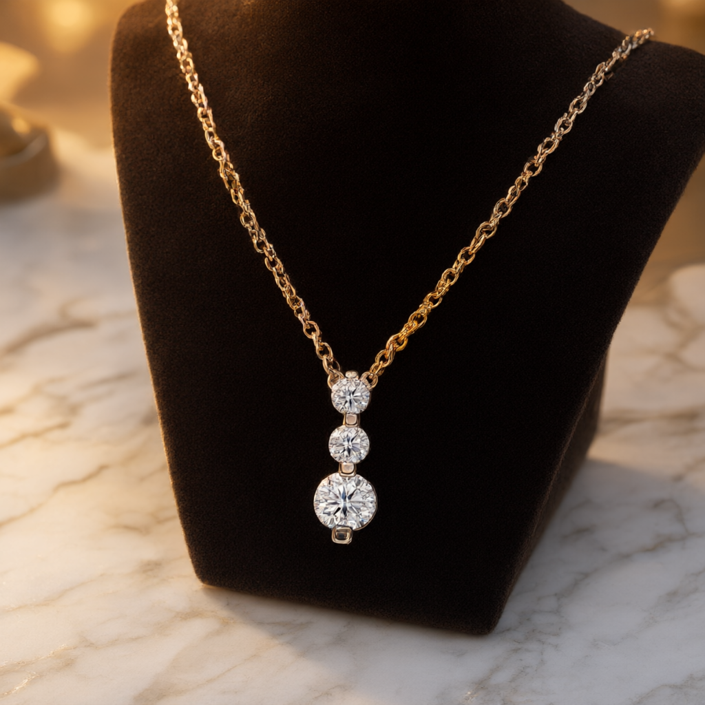 Moissanite Necklace (0.5ct) - Silver Tone
