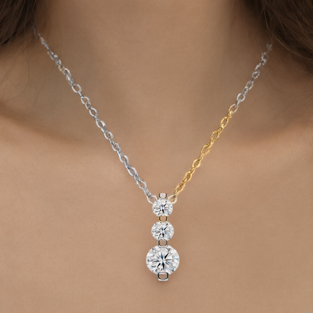 Moissanite Necklace (0.5ct) - Silver Tone