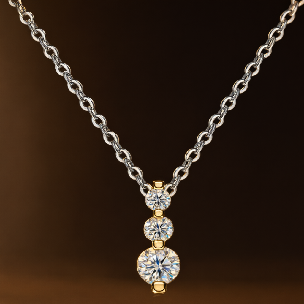 Moissanite Necklace (0.5ct) - Silver Tone
