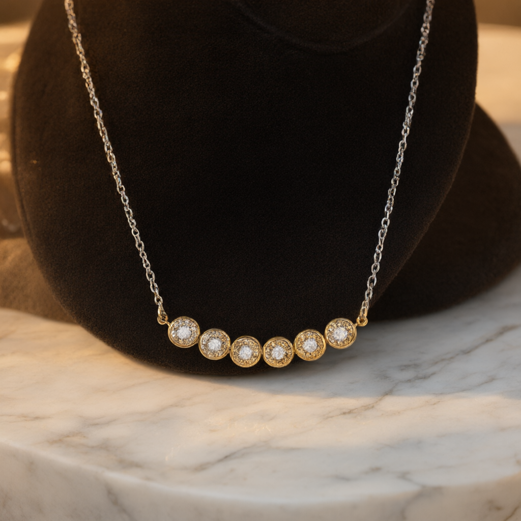Moissanite Necklace (0.1ct) - Silver Tone