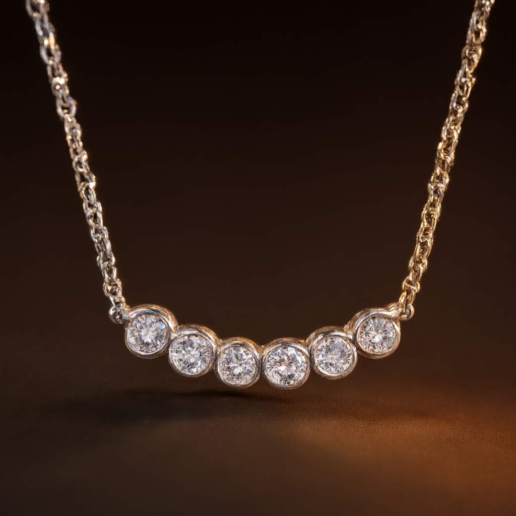 Moissanite Necklace (0.1ct) - Silver Tone