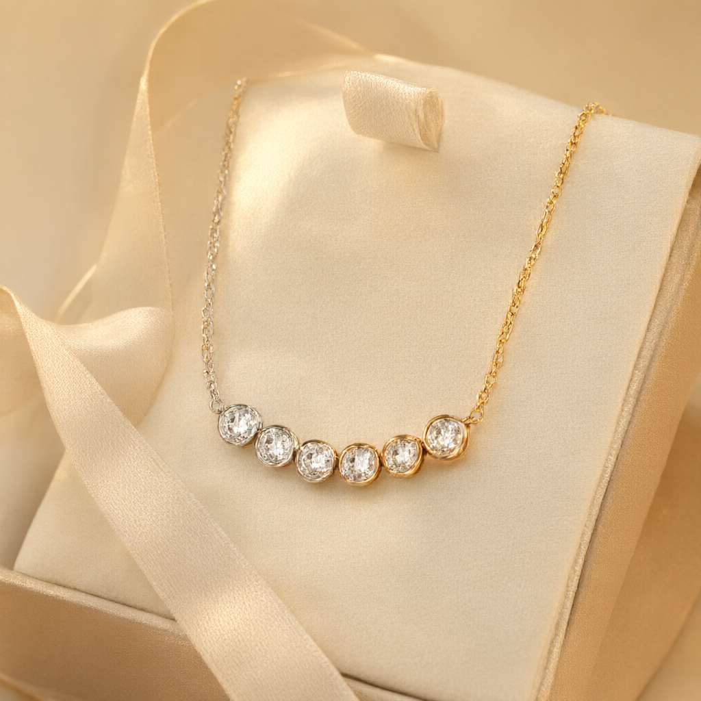 Moissanite Necklace (0.1ct) - Silver Tone