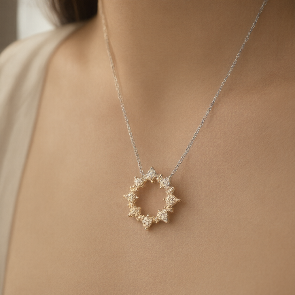 Moissanite Necklace - Silver Tone