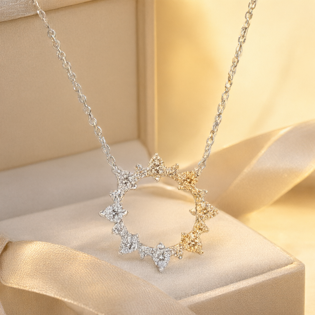 Moissanite Necklace - Silver Tone