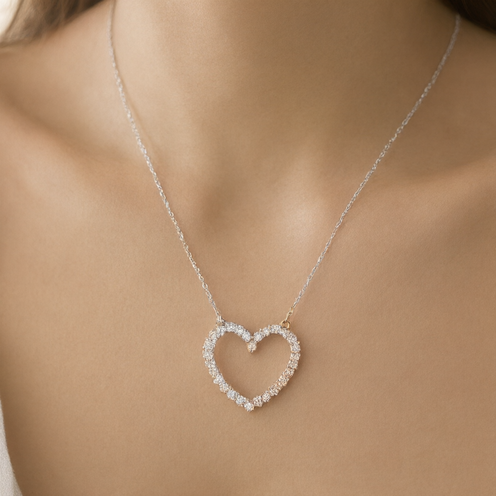 Moissanite Necklace - Silver Tone