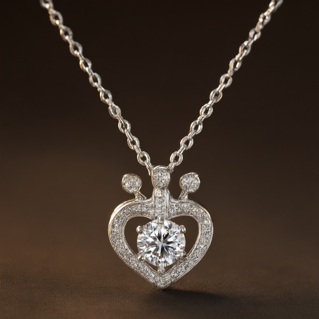 Moissanite Necklace (1ct) - Silver Tone
