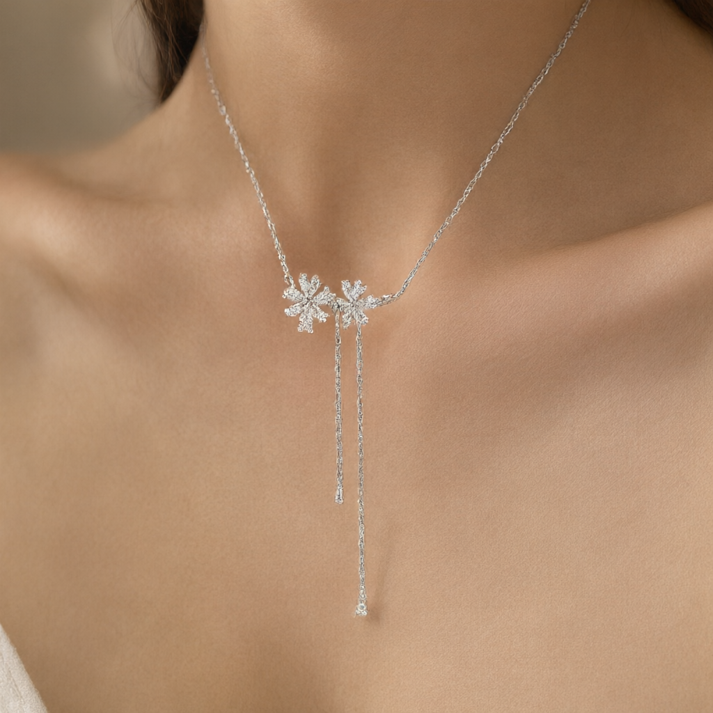 Moissanite Necklace - Silver Tone