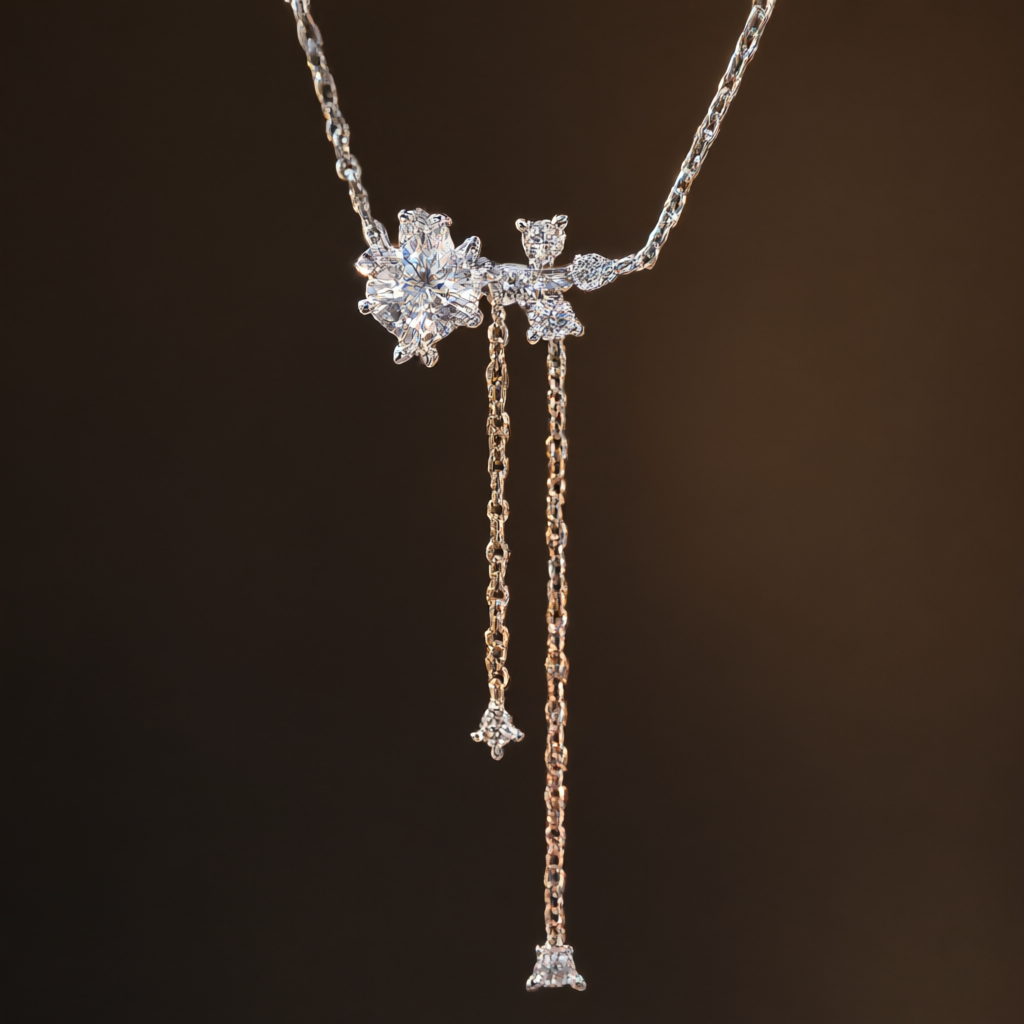 Moissanite Necklace - Silver Tone