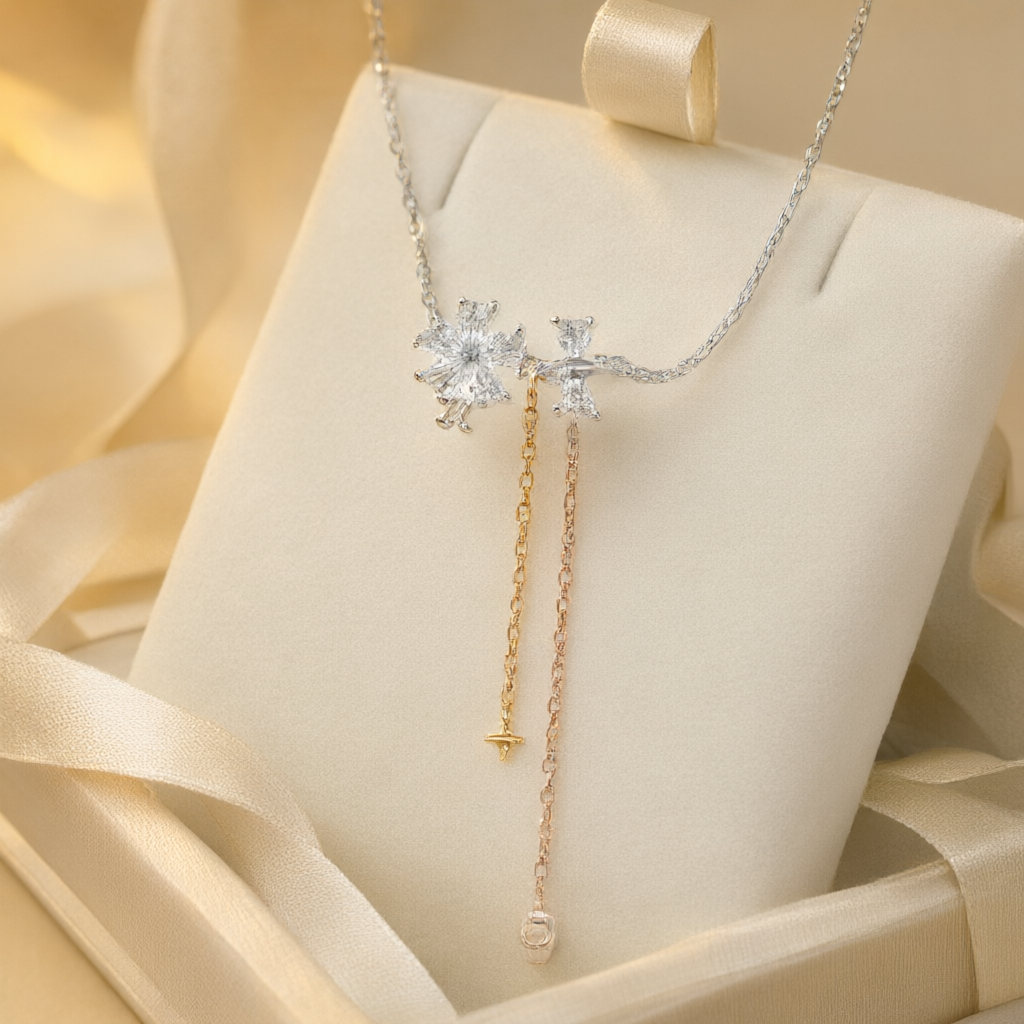 Moissanite Necklace - Silver Tone