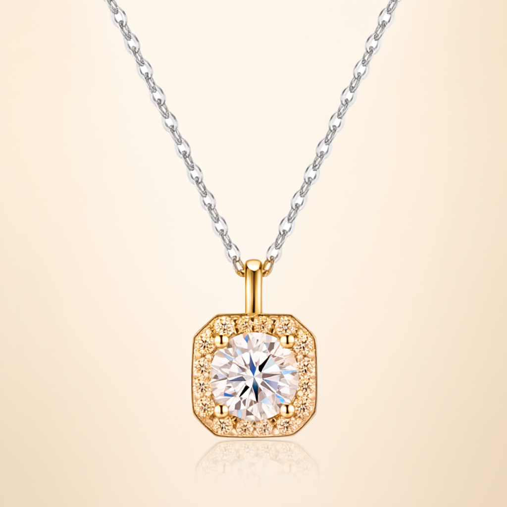 Moissanite Necklace (1ct) - Silver Tone