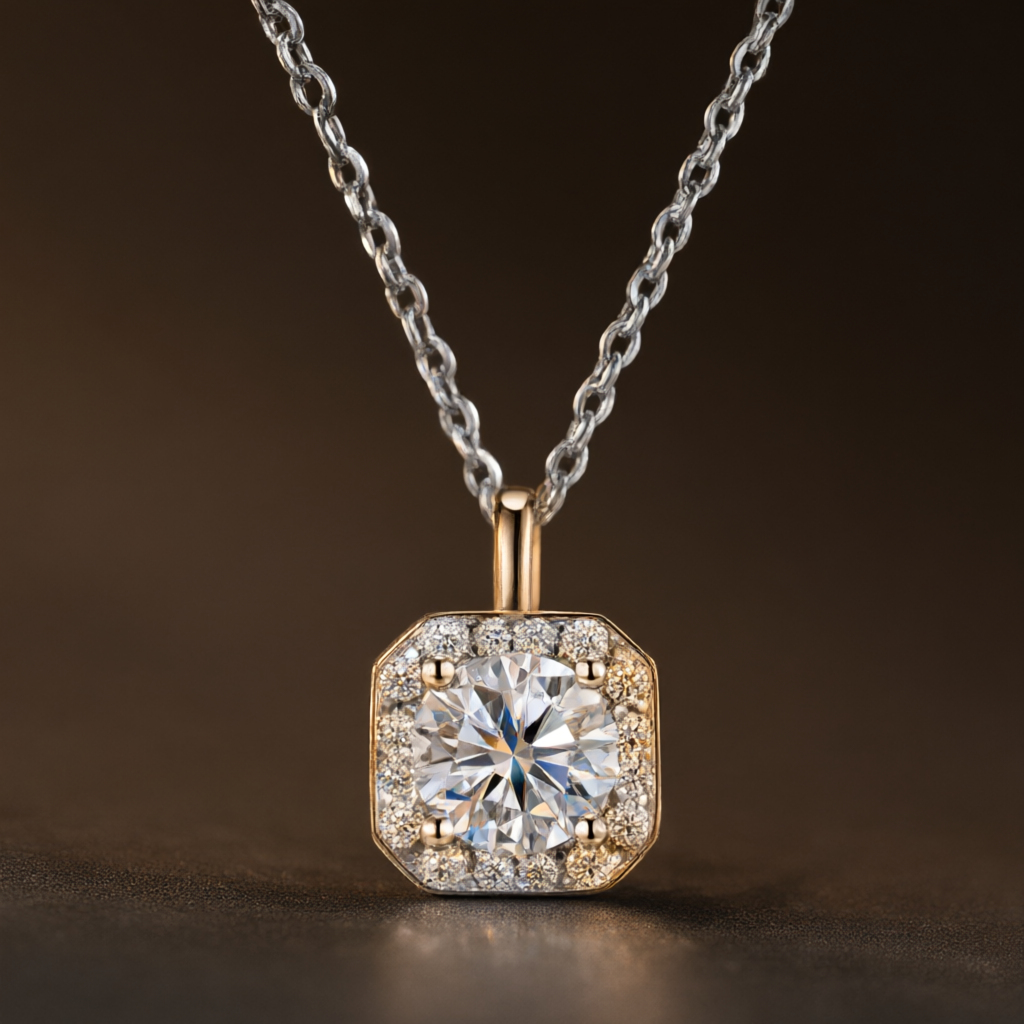 Moissanite Necklace (1ct) - Silver Tone