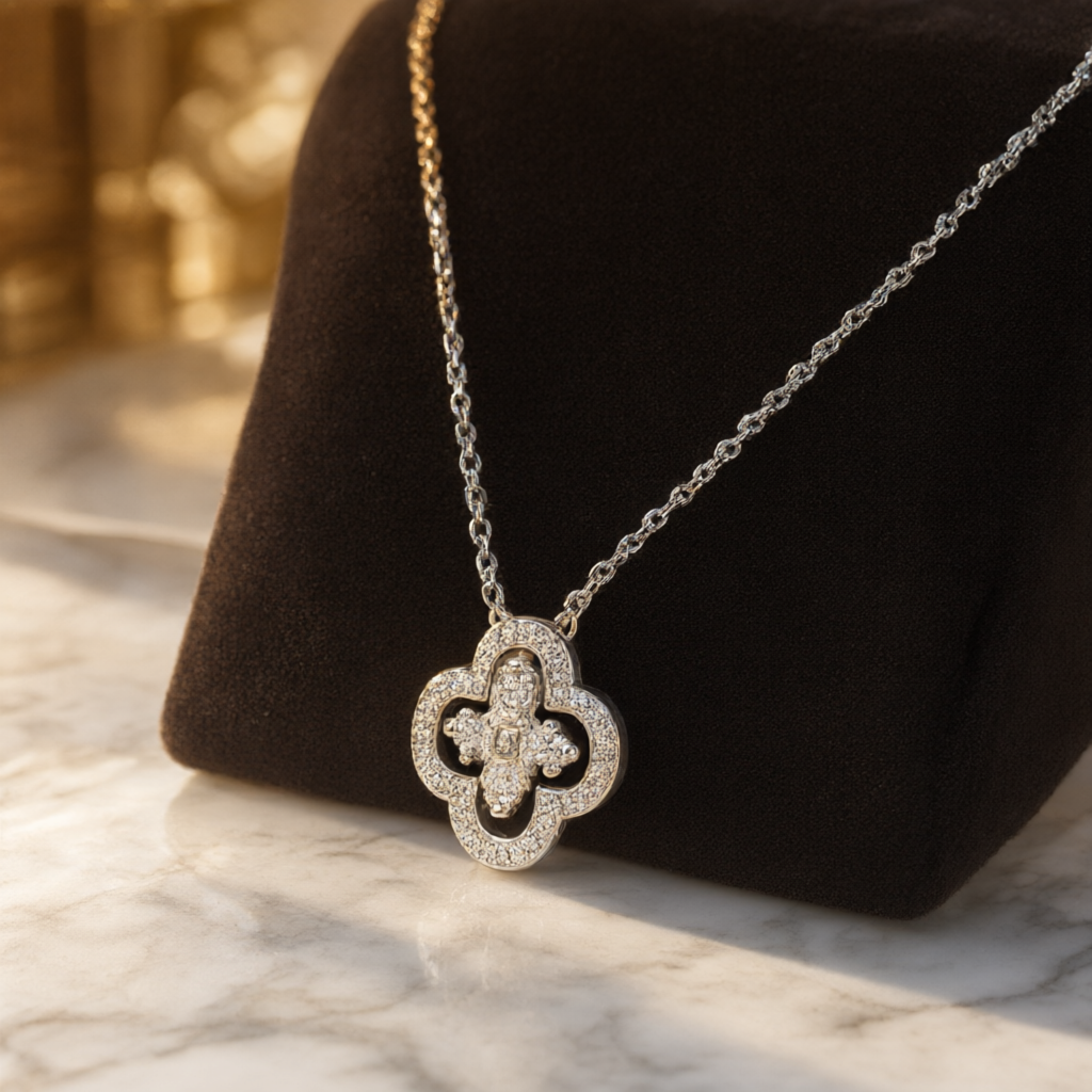 Moissanite Necklace - Silver Tone