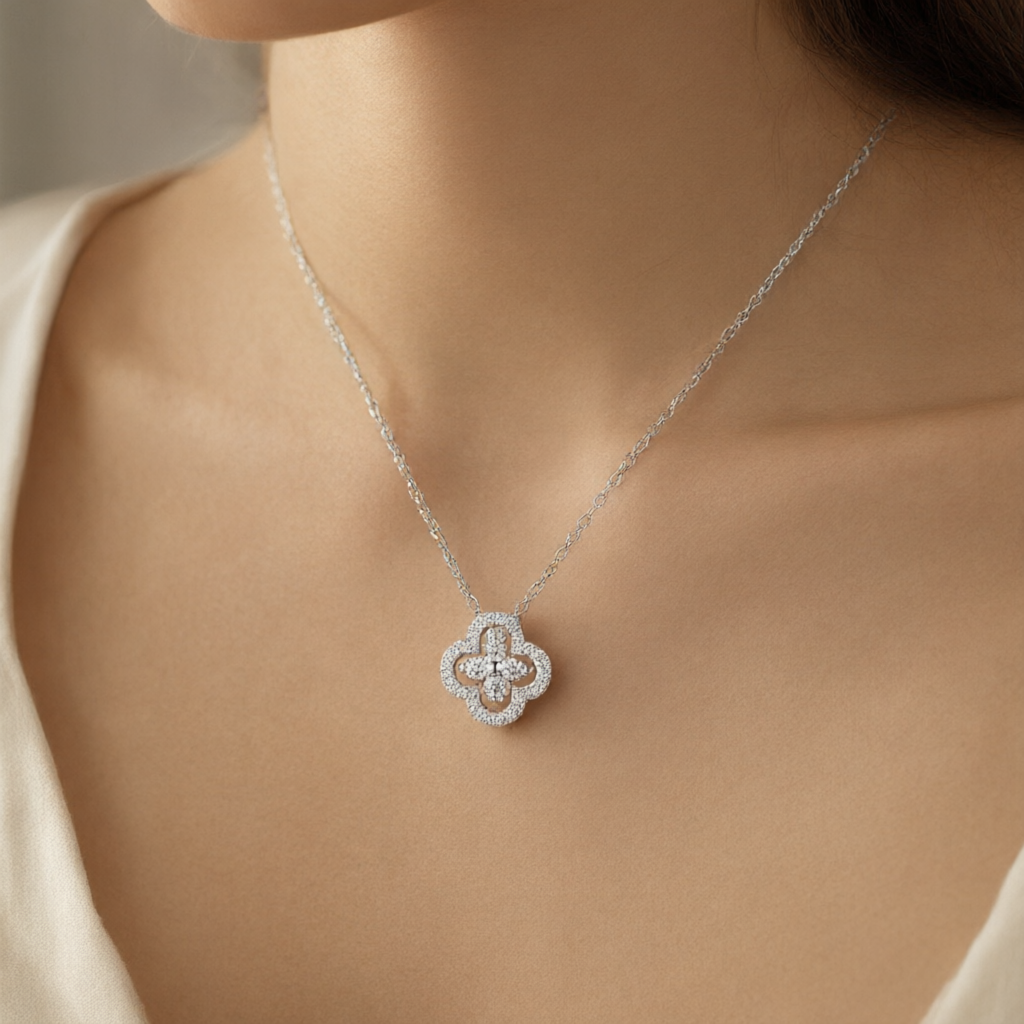 Moissanite Necklace - Silver Tone