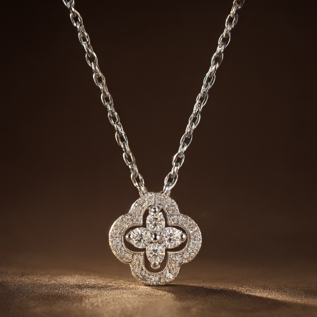 Moissanite Necklace - Silver Tone