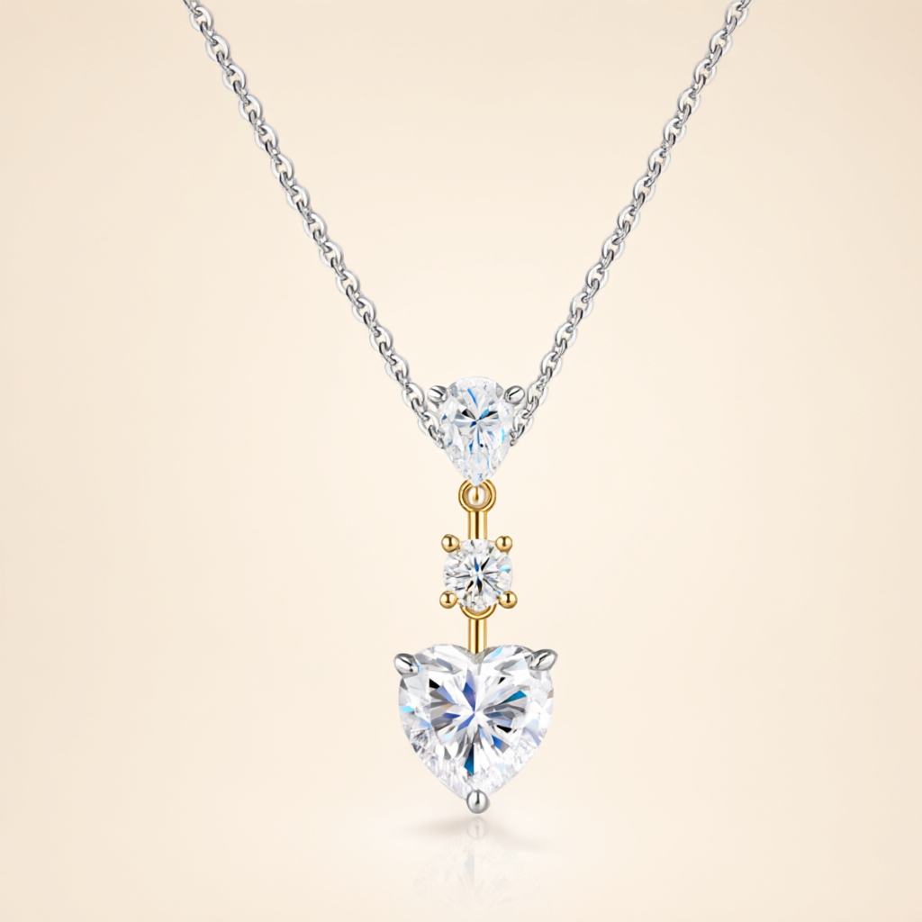Heart-Shaped (8mm) Moissanite Necklace - Silver Tone