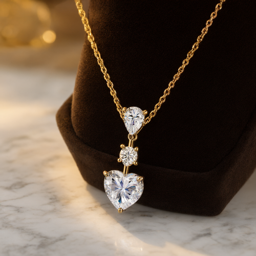 Heart-Shaped (8mm) Moissanite Necklace - Silver Tone