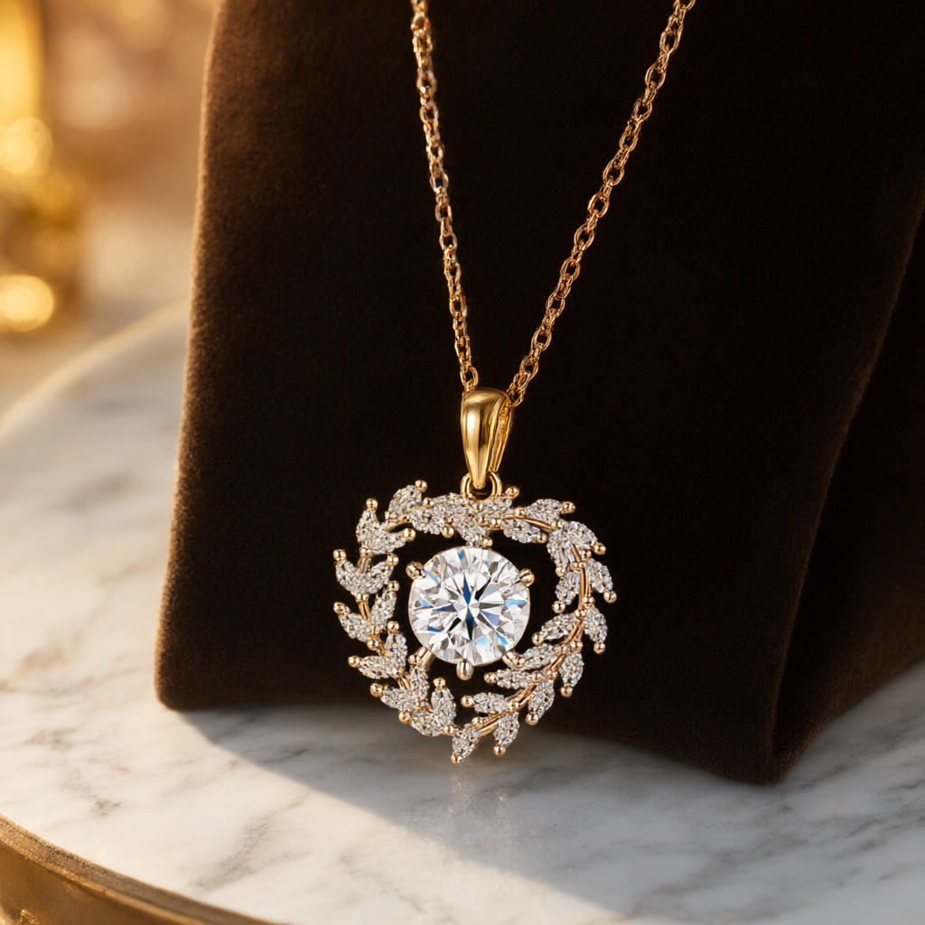 Moissanite Necklace (2ct) - Silver Tone