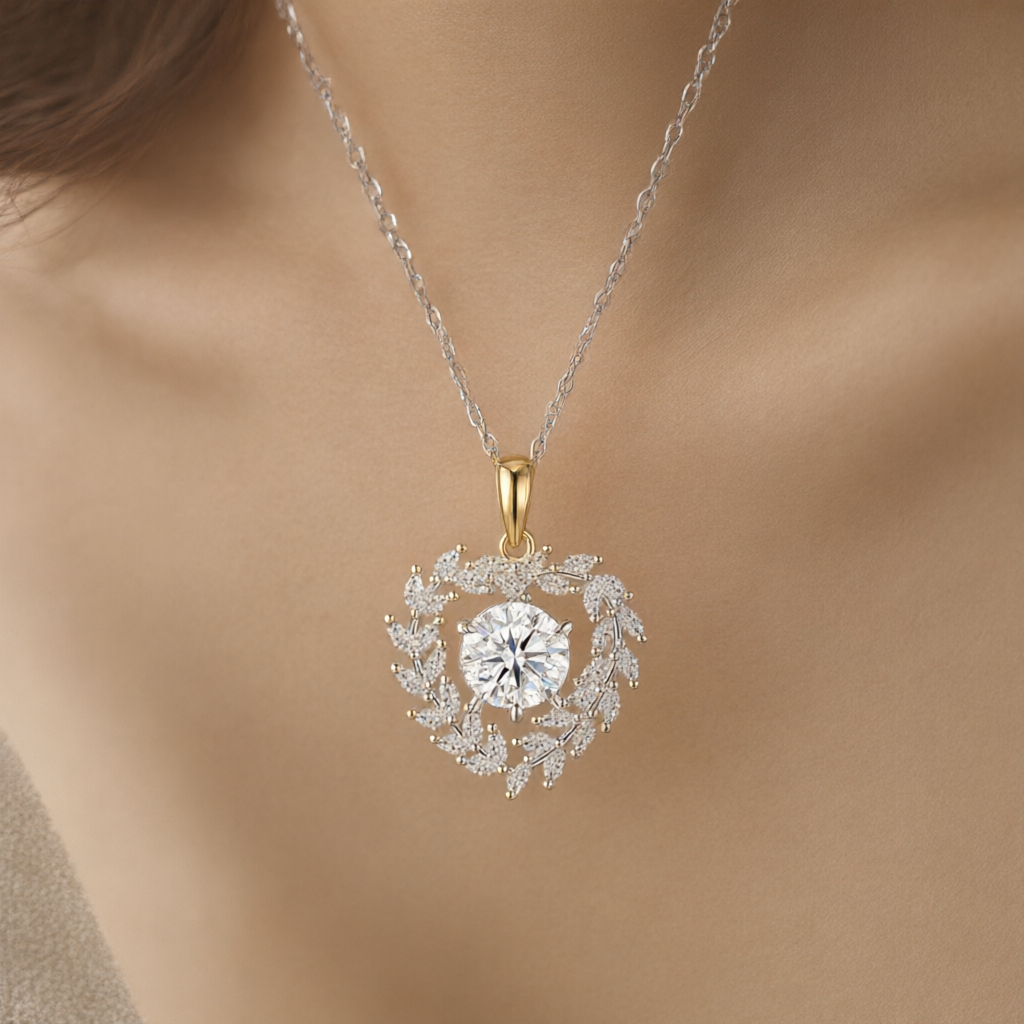 Moissanite Necklace (2ct) - Silver Tone