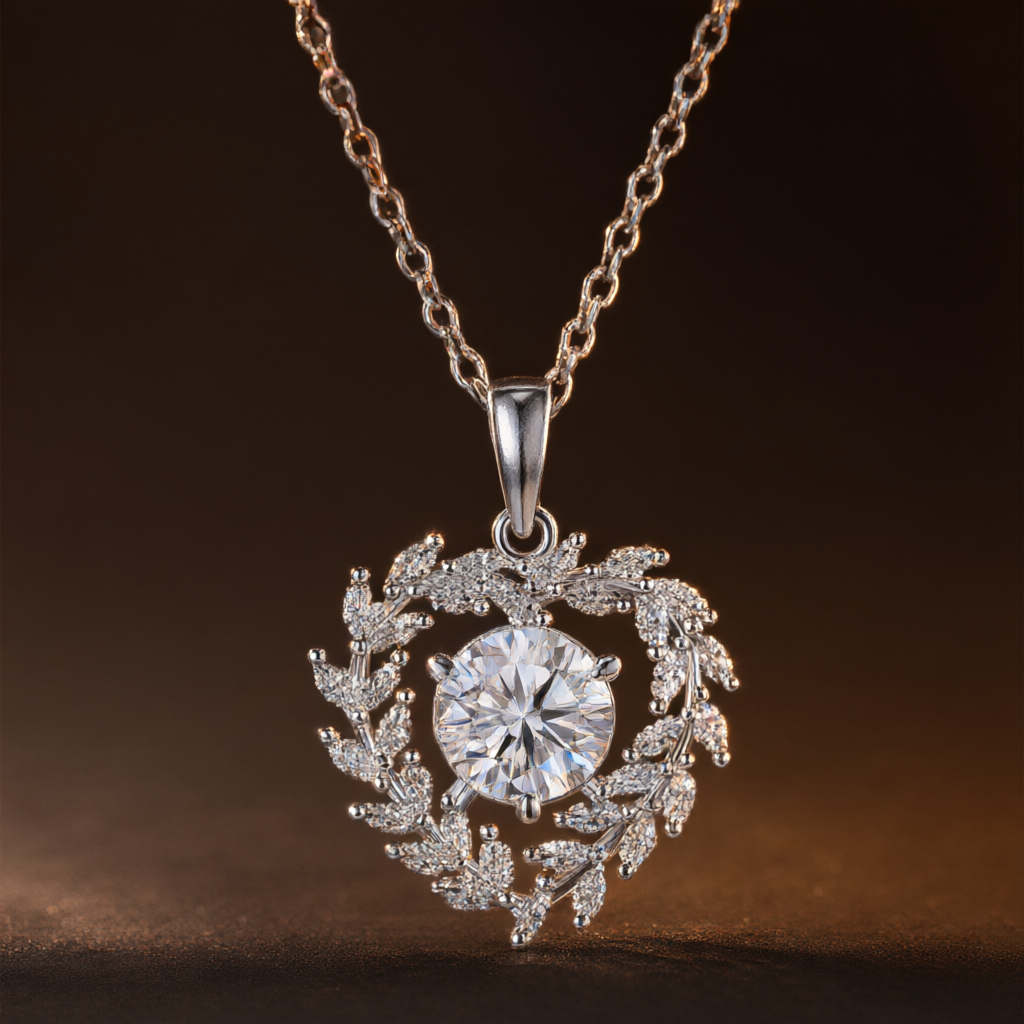 Moissanite Necklace (2ct) - Silver Tone