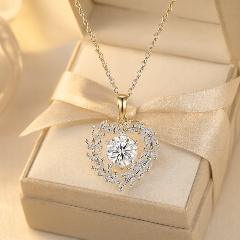 Moissanite Necklace (2ct) - Silver Tone
