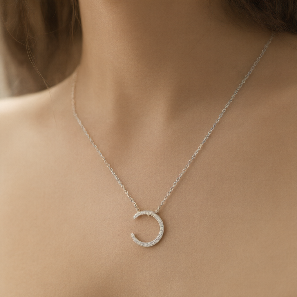 Moissanite Necklace - Silver Tone
