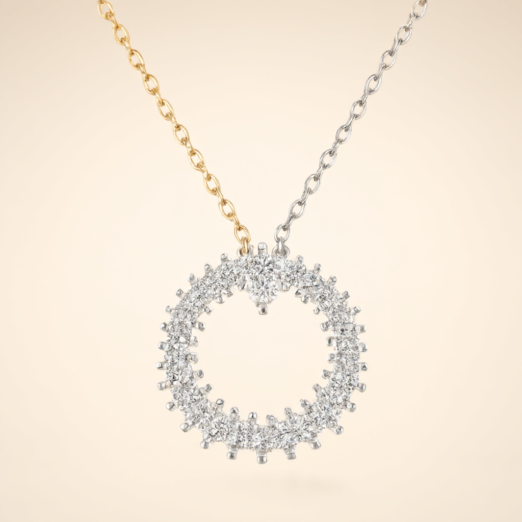 Moissanite Necklace - Silver Tone