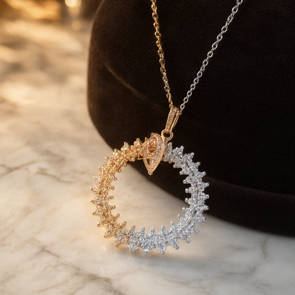 Moissanite Necklace - Silver Tone