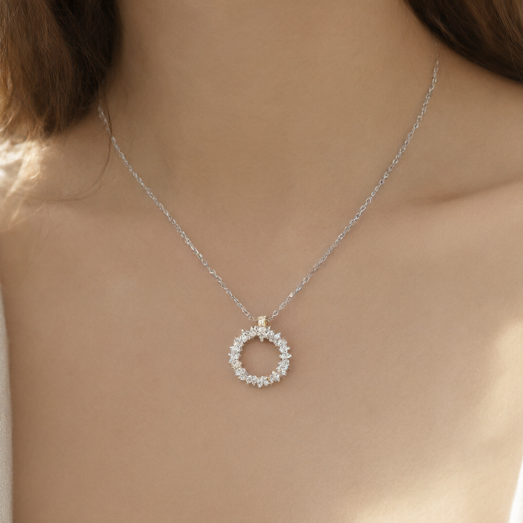 Moissanite Necklace - Silver Tone