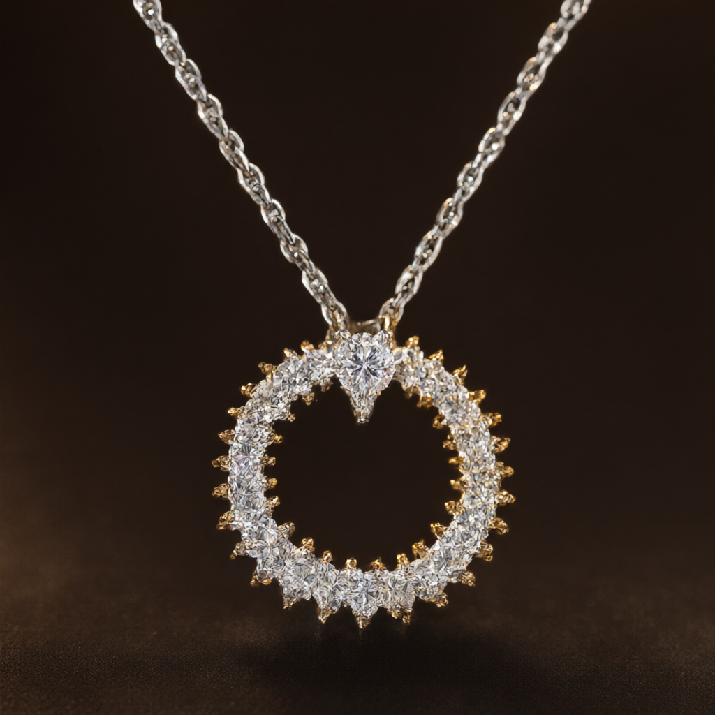 Moissanite Necklace - Silver Tone