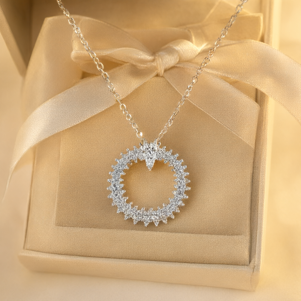 Moissanite Necklace - Silver Tone